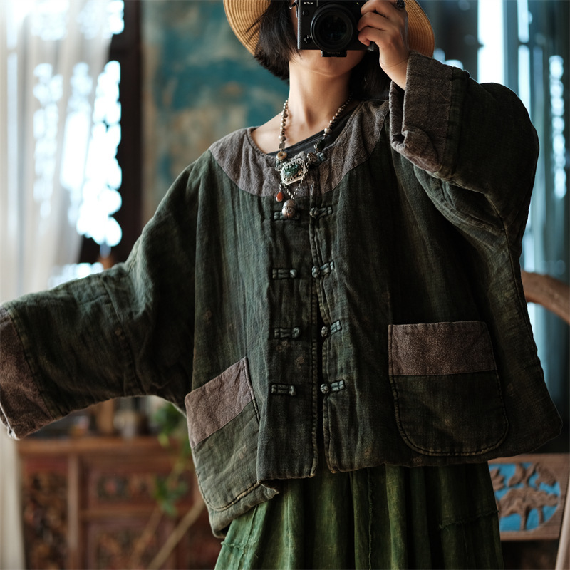 Little Mud Girl Original Design Women's Clothing Literary Retro Niche Cotton Clothes Cotton Jackets 2118 Xiaoman