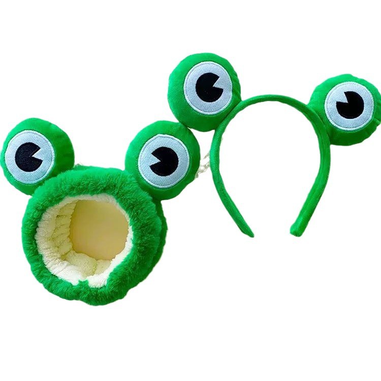 Banda de cabello de ranas lindas bandas de dibujos animados para lavar la cara de mujeres maquillaje especial banda de cabello máscara de lavado pelusa nueva tarjeta de cabello