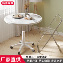 亚马逊热销升降桌带滑轮可移动电脑桌沙发边桌小圆桌床头升降桌子
