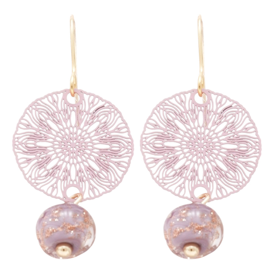 Pendientes de vidrio con rejas huecas, nuevo estilo chino, temperamento suave y elegante, gancho para la oreja, pendientes de todo fósforo de moda, sentido de clase alta de nicho