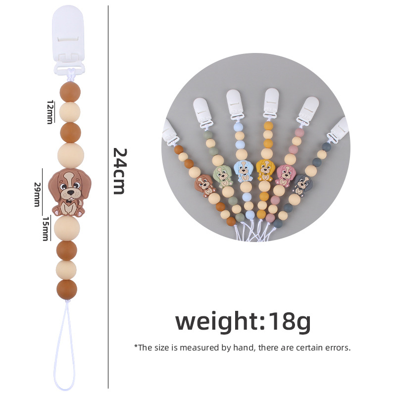 Bebé chupete cadena bebé creativo de dibujos animados animal perro silicona mordedura cadena anti-gota Nuevo