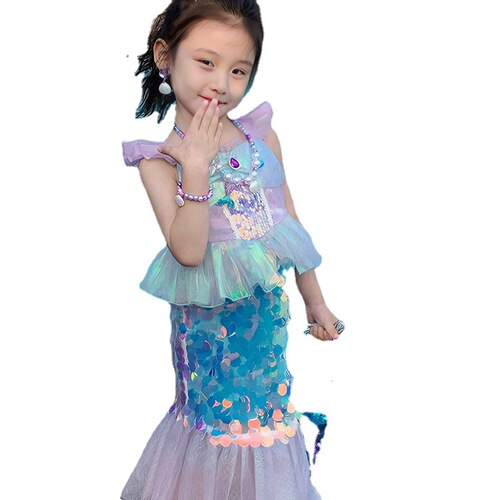 Princess Ariel's Sequin Mermaid Tail Dress  New Style Trendy Formal Gown