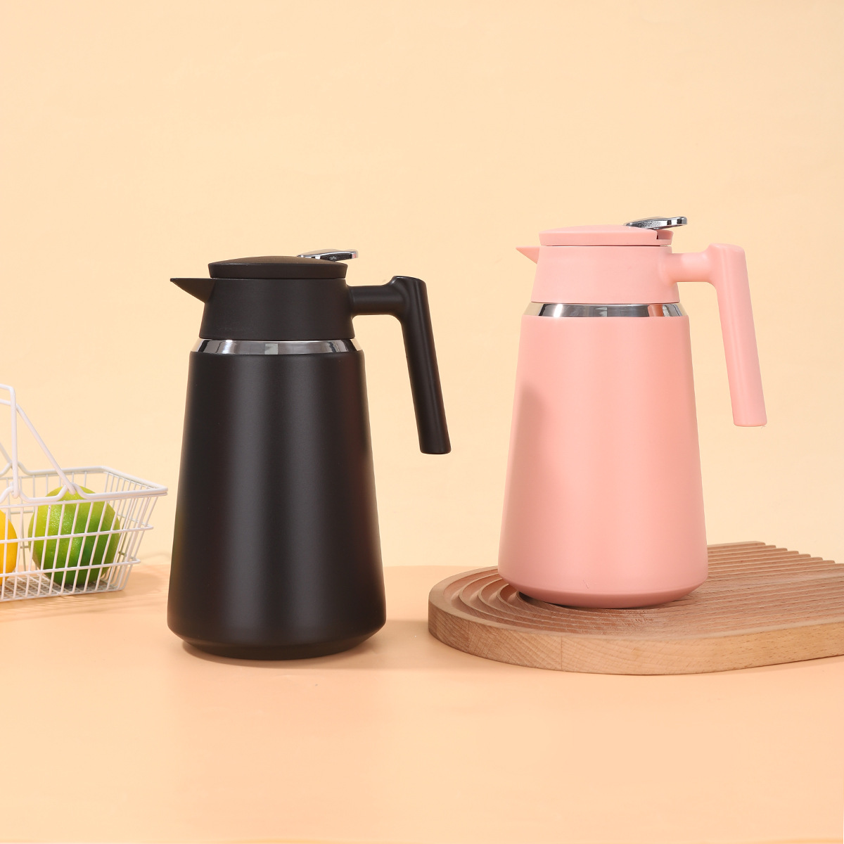 Nueva cafetera de color sólido 304 taza de vacío de acero inoxidable para el hogar dormitorio de estudiantes hervidor de agua de separación de té