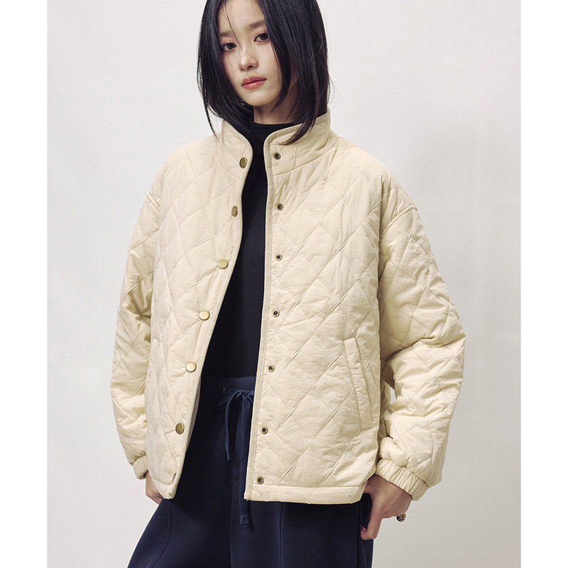 [Shengdu] 25 Winter New Retro Quilted Quilted Star Style Stand-Up Collar Casual Double-Sided Cotton Jacket