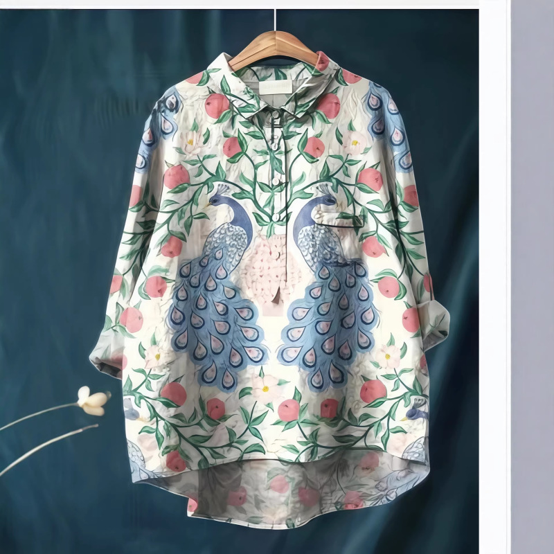 2026 European and American Hot-Selling Amazon Export Shein Women's Button-Down Shirt with a Turn-Down Collar and 3D Printed Fashion Shirt 2026 European and American Hot-Selling Amazon Export Shein Women's Button-Down Shirt with a Turn-Down Collar and 3D Printed Fashion Shirt