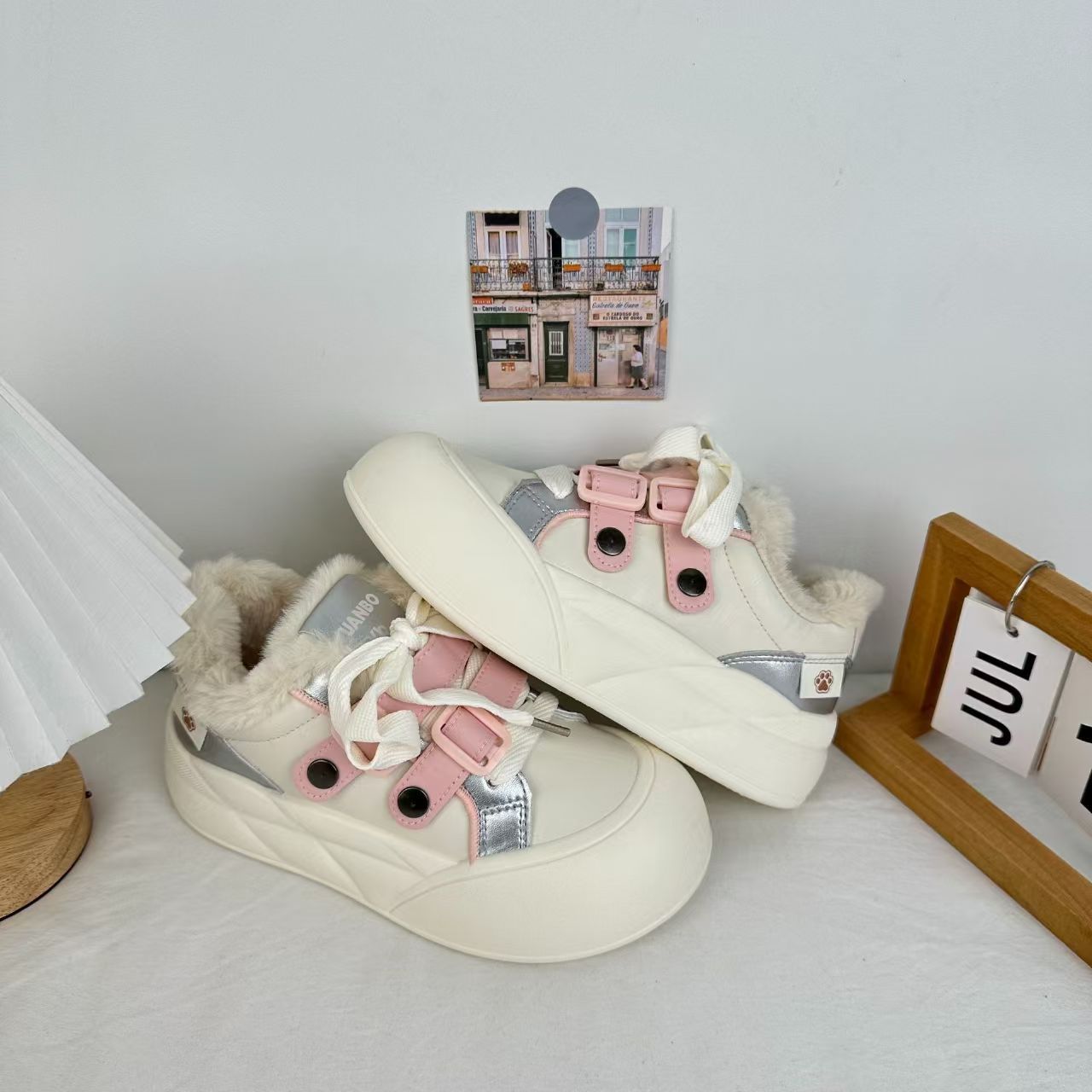 Leche fu fu con zapatos blancos de terciopelo, zapatos de pan calientes de mujer, zapatos de invierno para estudiantes, zapatos casuales de invierno. image 10