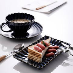 Japanese-style breakfast ceramic mug retro large oatmeal cup with spoon large capacity microwaveable