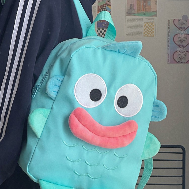 2023 새로운 일본 귀여운 만화 큰 입 물고기 배낭 못생긴 귀여운 괴물 학교 가방 대용량 어린이 배낭