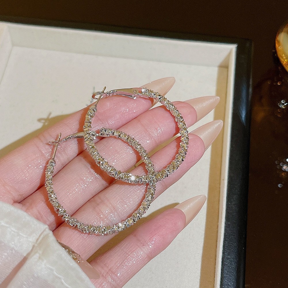 S925 aguja de plata elegante borla pendientes de alta gama simple cara de adelgazamiento pendientes de todo fósforo estilo coreano nuevos pendientes de moda al por mayor