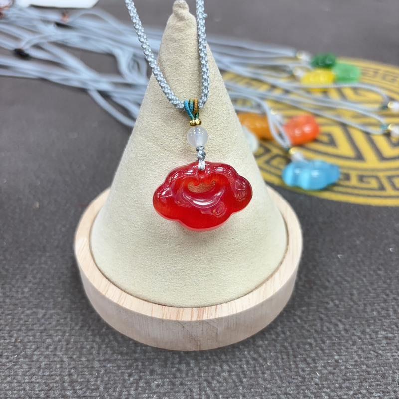 工場直販キャッツアイストーン祥雲如意ロックネックレスレディースハイアイスセーフロックペンダントアンティークチェーン模造カルセドニーライブブロードキャスト|undefined