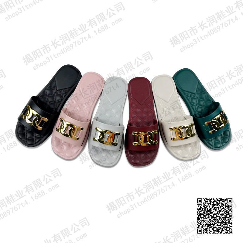跨境外贸款网红拖鞋女外穿时尚新款D字扣ins潮百搭软底一字拖