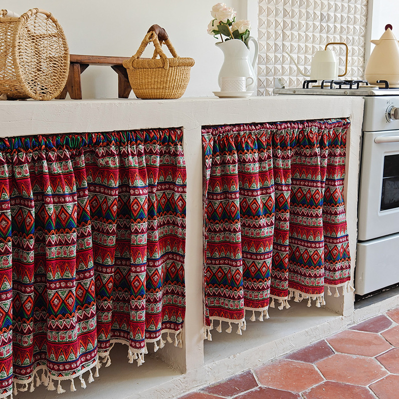 Ethnic Style Cabinet Curtain Cafe B&B Kitchen Decoration Partition Curtain Small Curtain Home Punch-Free Door Curtain Ethnic Style Cabinet Curtain Cafe B&B Kitchen Decoration Partition Curtain Small Curtain Home Punch-Free Door Curtain