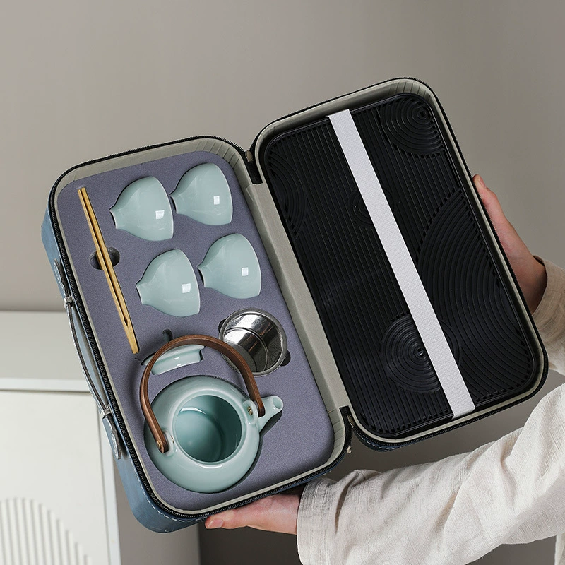 Handheld travel capacious ceramic tea set for traveling, tea cup for home use