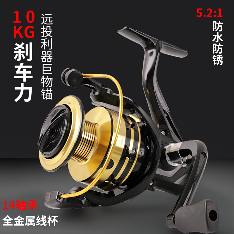 跨境纺车轮全金属渔轮远投轮路亚轮抛竿海钓矶鱼线轮全金属仿车轮|undefined