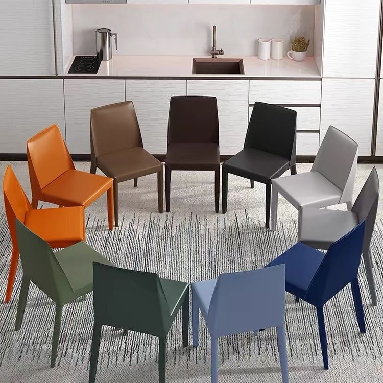 Italian Style Minimalist Dining Chair Home Dining Restaurant Dining Table and Chair Designer Backrest Leather Chair Industrial Style Chair Saddle Chair