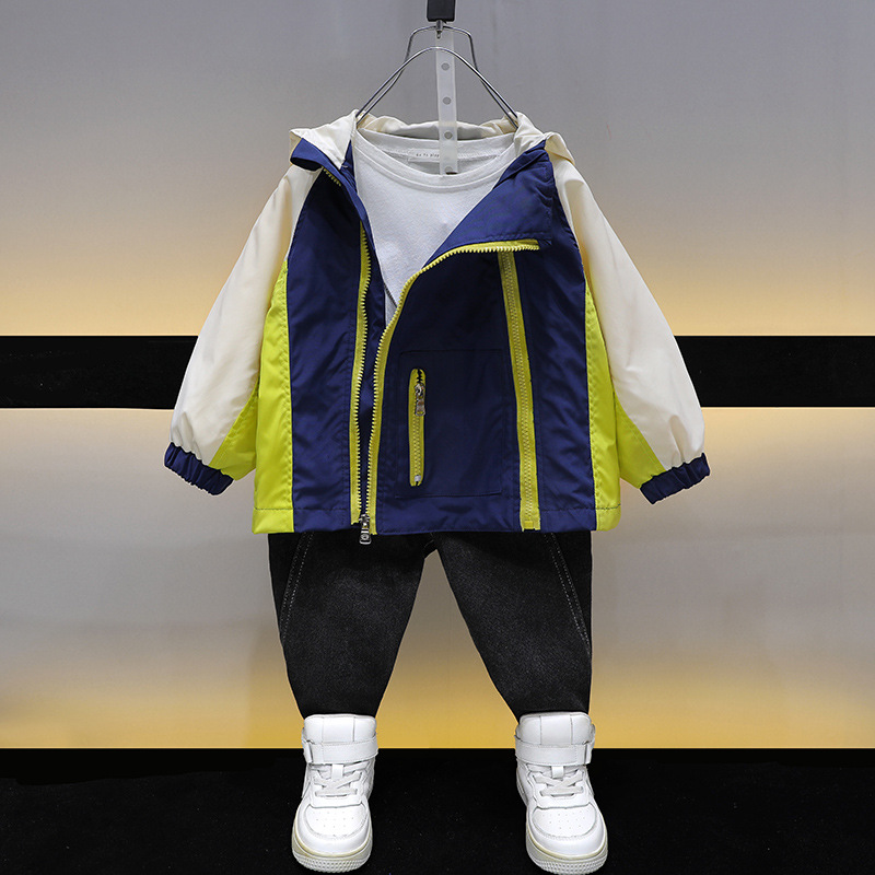 Αγόρια 2325 Διπλό Παλτό με φερμουάρ 2023 Άνοιξη Φθινόπωρο Νέο Παιδικό Όμορφο και Εξατομικευμένο Βρεφικό Ρούχα Αντιανεμικό_voghion.com