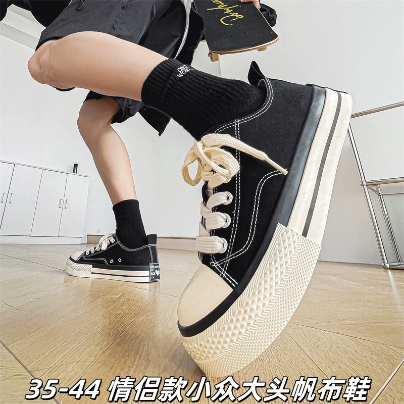 Классическая пара холст обувь 2024 осень новая большая голова обувь нишевые