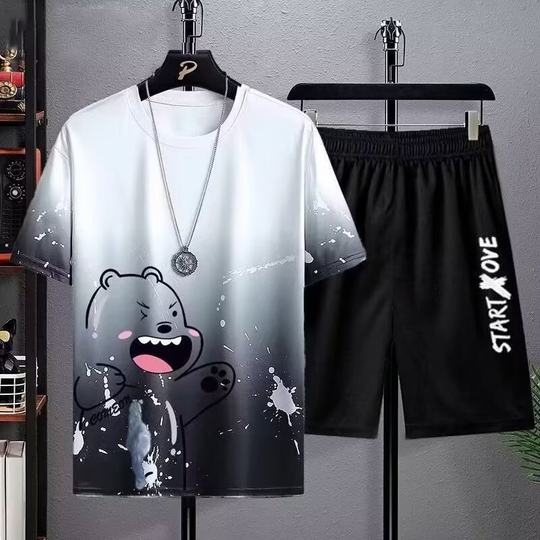 Chaolun cloth quick-drying two-piece men's casual sportswear suit men's summer thin cross-border hot sports suit