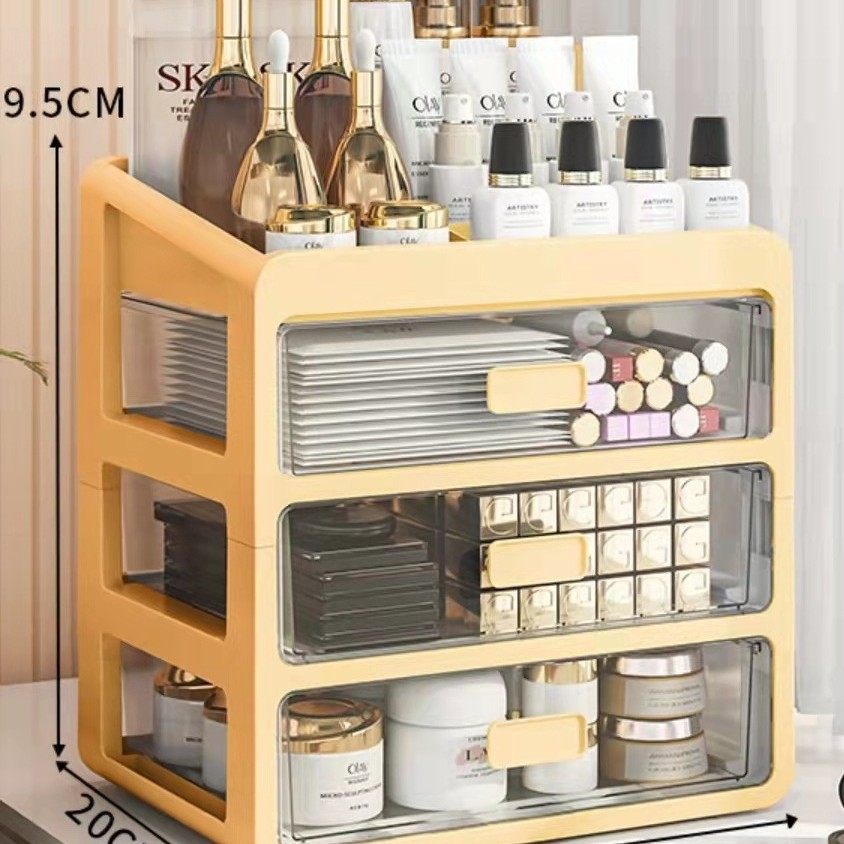 Caja de almacenamiento de cosméticos cajón transparente estante de almacenamiento de escritorio tocador caja de cosméticos estante de cuidado de la piel