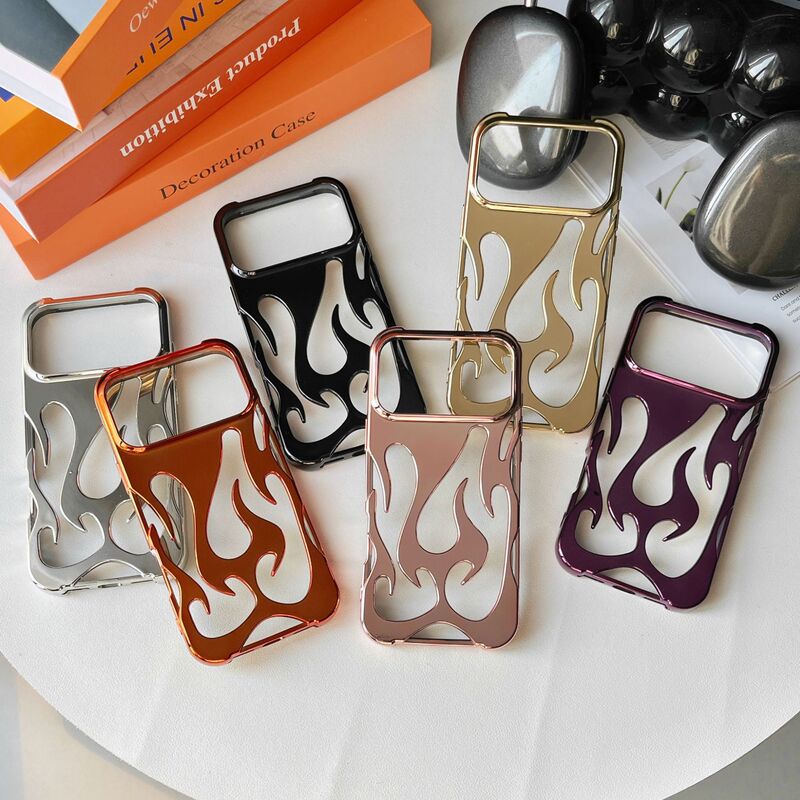 Electroplated Cut Out Heat Dissipation Mobile Phone Case Suitable for iPhone 16 Apple 17 Promax Flame Pattern 15 High-End Soft Case