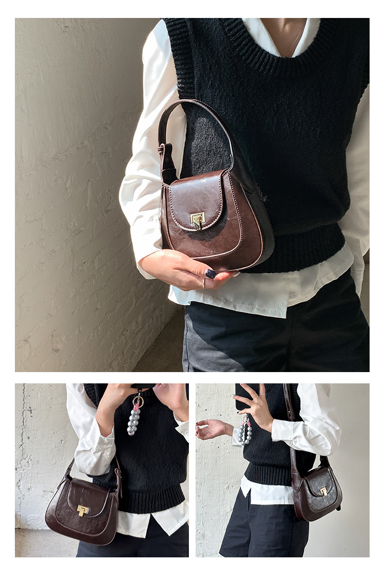 Version coréenne de la coque portable Meilad pour filles, housse à rabat avec boucle de niche, sac à bandoulière léger, sac à bandoulière en PU_voghion.com