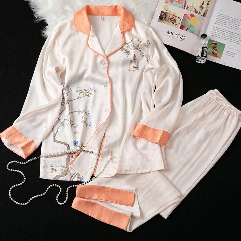 오렌지 꽃가지-긴팔바지