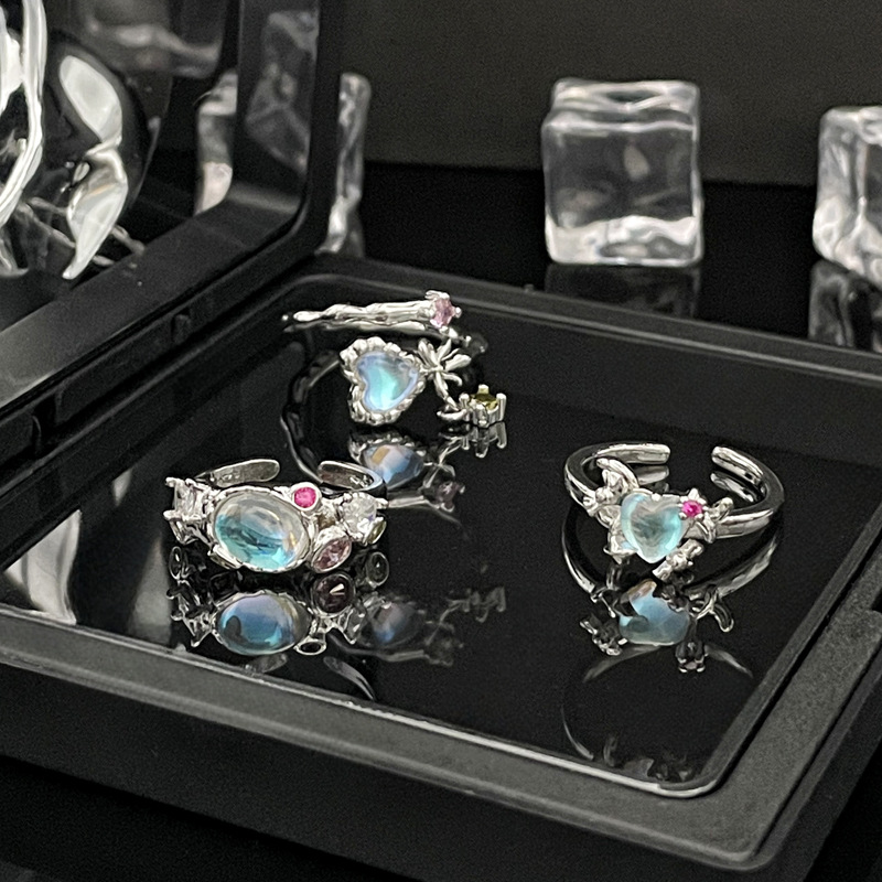 10g Weight Artificial Gemstones Inlay Material Open Rings Classification 1 Piece Quantity Casual Occasion Copper Material Heart Shape, Bow Knot Pattern Women's Gender Inlay Design Lady Style Copper Lady Inlay Heart Shape Bow Knot Artificial Gemstones Open Rings 无