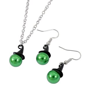 Cross-border supply of the Wicked Witch Christmas gift European and American Crown Pearl Hat Pendant Necklace Earrings Set