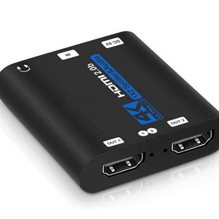 HDMI Splitter One in and Two Out with Audio Hdmi2.0B Screen Splitter 4K60Hz Cracking Hdcp2.2 Hdr