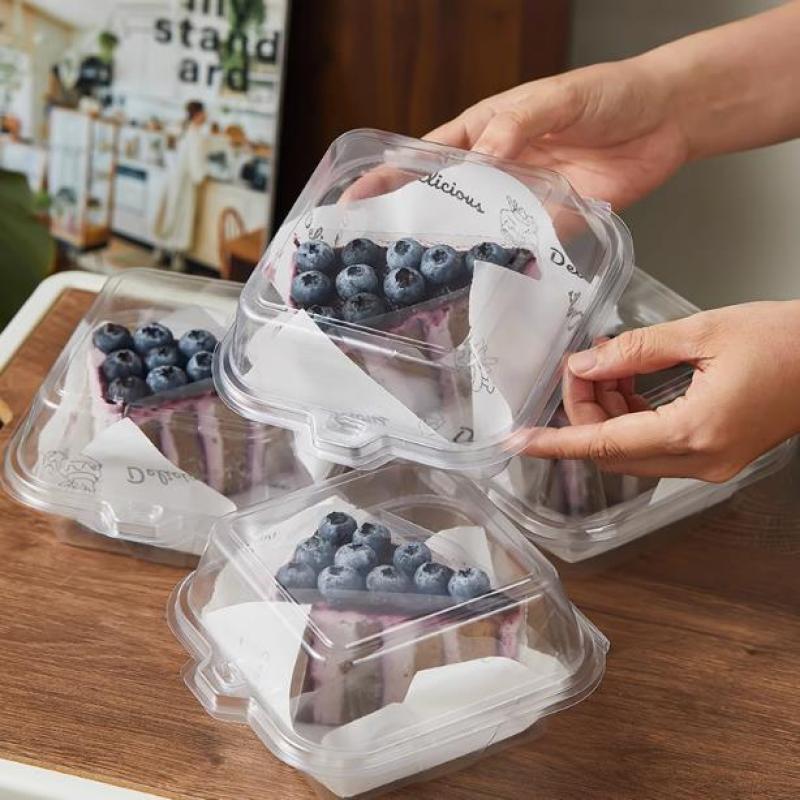 Internet-Famous Tiramisu Packaging Box, Transparent and Anti-Fog, 4inch Basque Cake Slices, Dessert Bento, Picnic Takeout