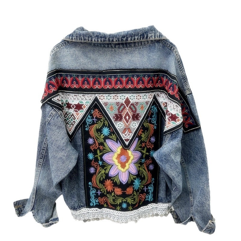 Chaqueta de Mezclilla Suelta con Bordado Manga Larga image 5