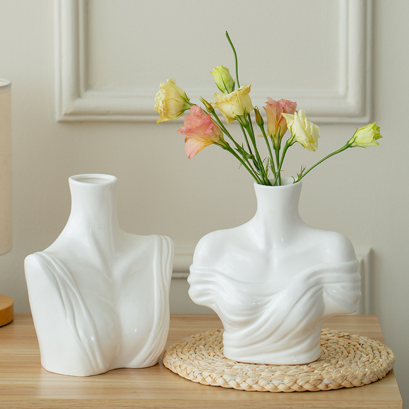 北欧人体大花器插花艺术家居亚马逊水培创意高级感高颜值陶瓷花瓶