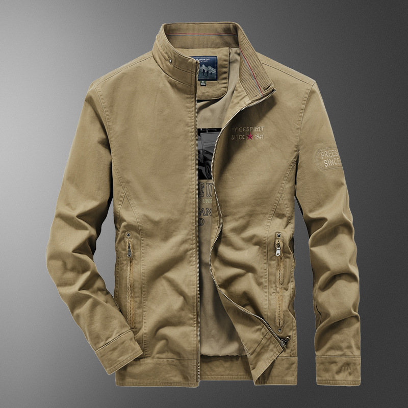 Chaqueta de cuello vertical, chaqueta de primavera y otoño, chaqueta de moda, chaqueta casual, chaqueta de hombre simple, chaqueta de hombre