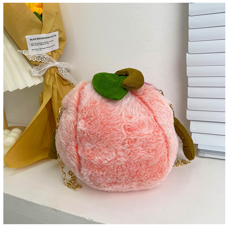 Children's fruit coin purse, plush toy, cute watermelon chain crossbody bag, hand-held pillow, girl cartoon single-shoulder bag undefined