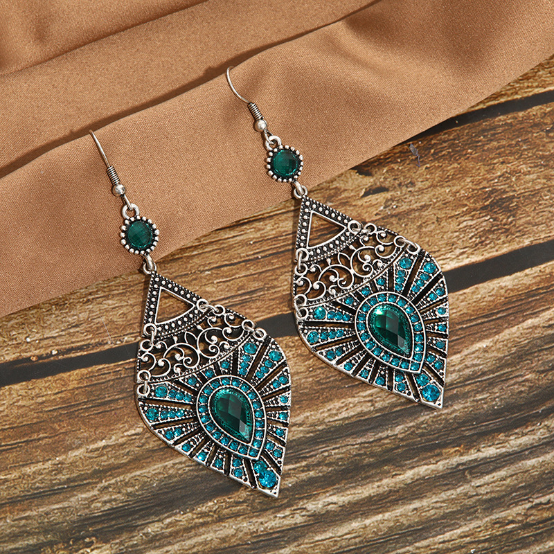 Plating Design Retro Style Fashion New Water Drop Hollow Metal Alloy Earrings