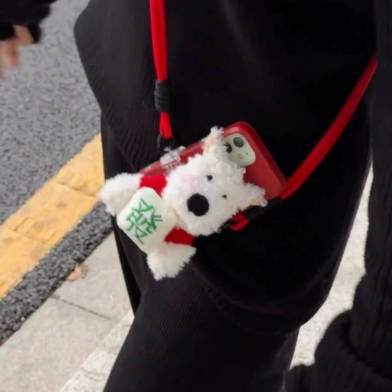 Mobile phone, strap, cartoon shoulder bag, plush universal doll