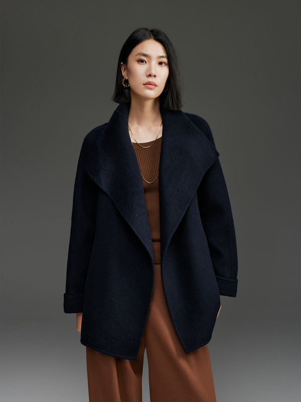 抗静电真丝双面羊毛羊绒大衣女高级感系带宽松中长款毛呢外套秋冬|undefined