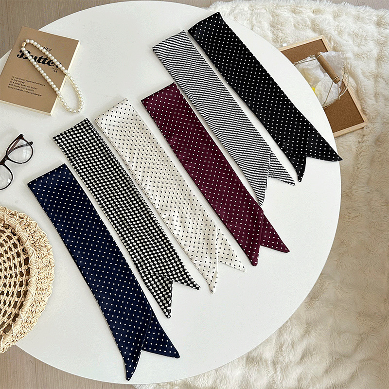 Pañuelo de seda de punto de onda de tira larga, decoración de alta calidad, camisa, traje, bufanda, correa para el cabello a cuadros, pañuelo en la cabeza, bolsa para atar, serpentinas