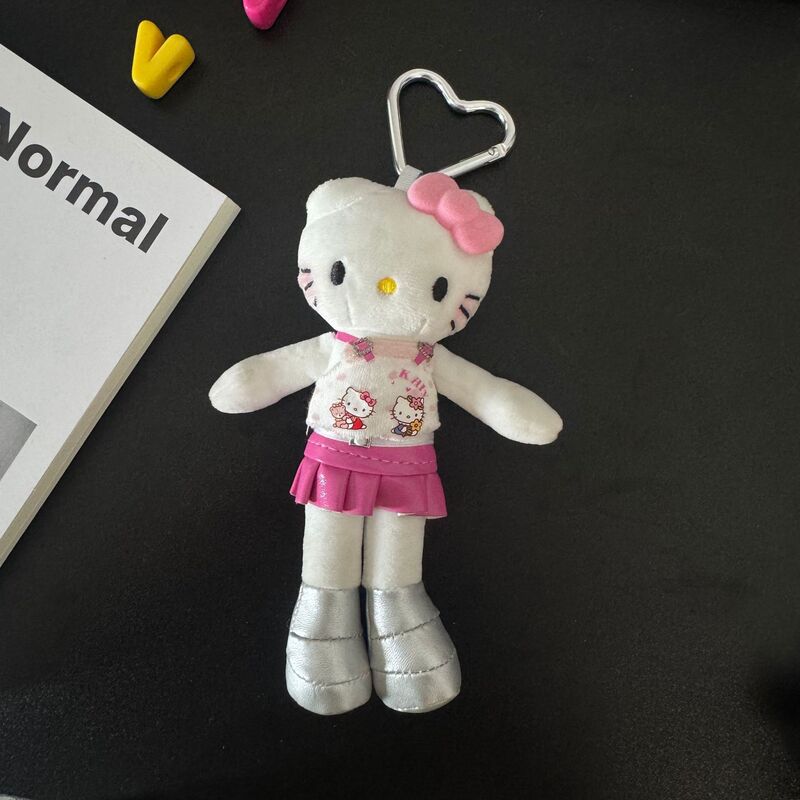 新款可爱长腿kitty毛绒挂件裙子换装娃衣ins风玩偶挂饰背包|undefined