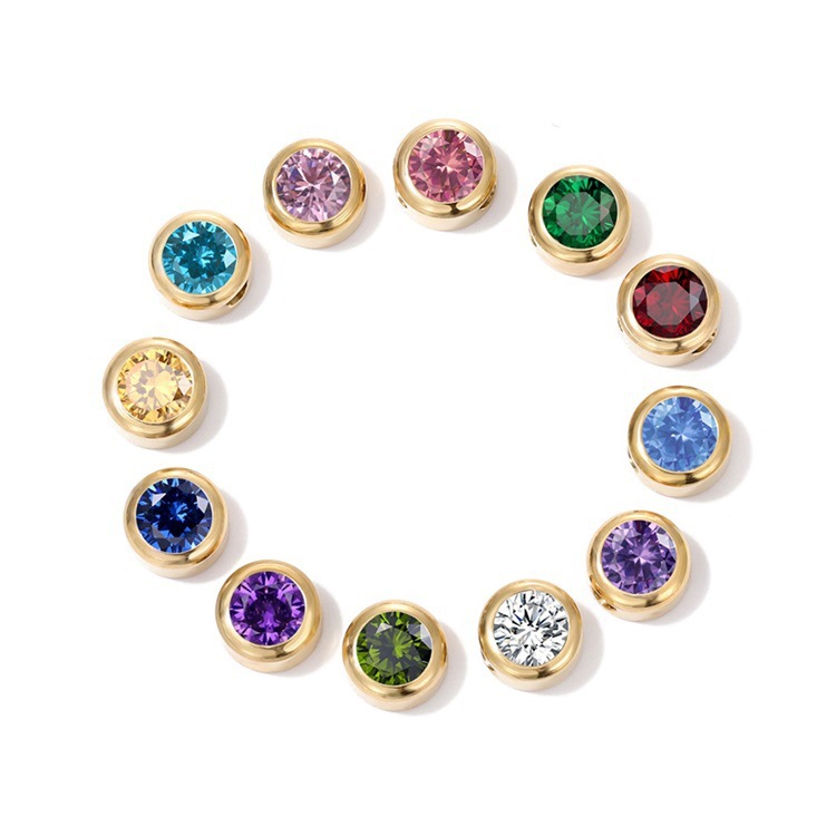 Beads Jewelry Making Type 1 Piece Stainless Steel Zircon Round Polished DIY Jewelry Accessories Beads
