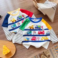 秋季儿童长袖T恤~miki车车男童汽车假两件上衣宝宝撞色打底衫日系