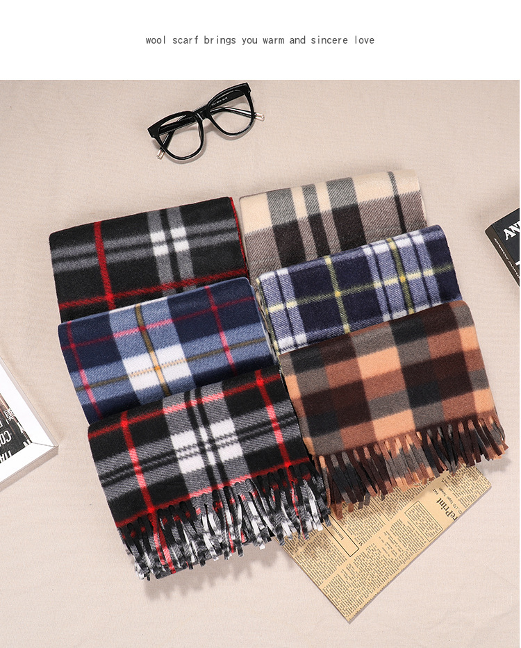 Women's Fashion Plaid Double-sided Velvet Tassel Winter Scarves display picture 23
