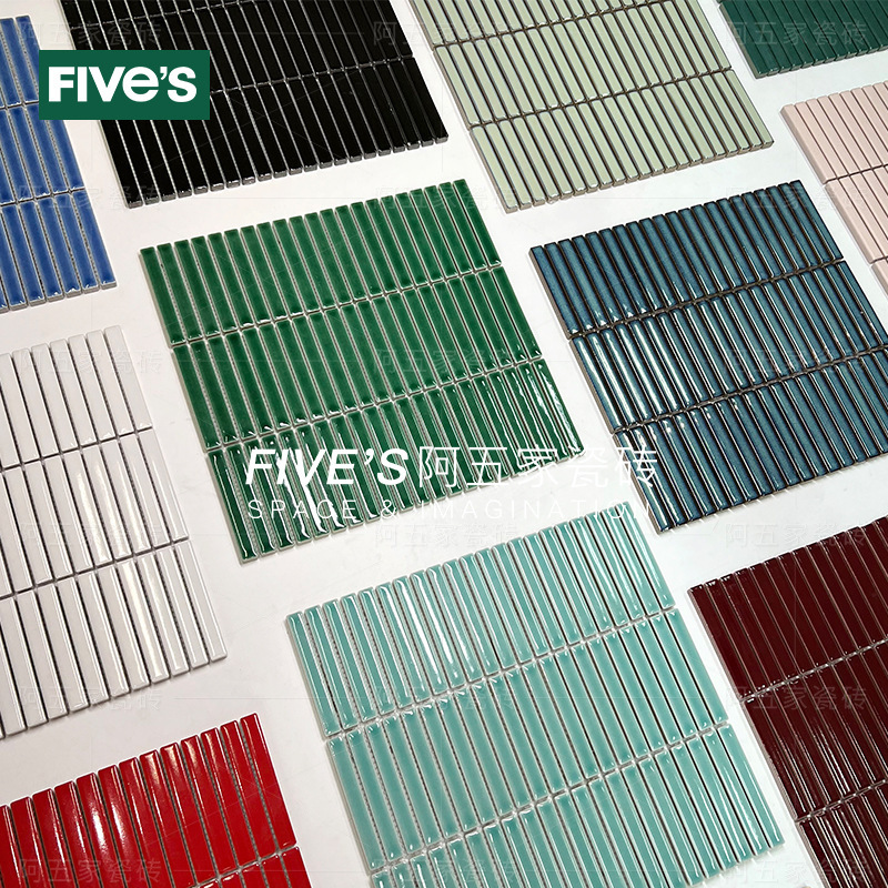 Slim Strip Kiln-Turned Chopstick Tiles Ceramic Mosaic Restaurant Bar Column Curved Background Wall Tiles Bathroom Tiles