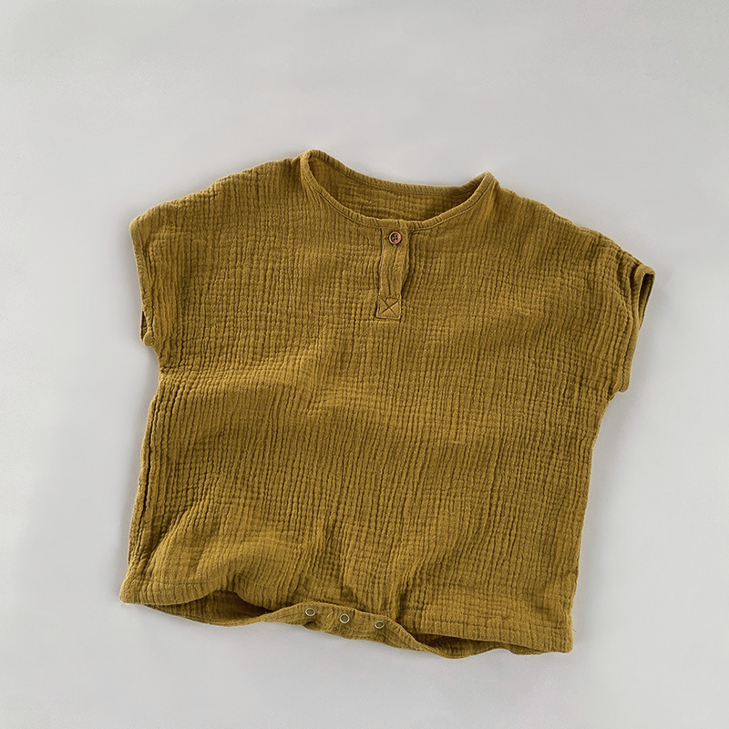 Mono para niños de verano de doble capa de algodón arena delgada transpirable bebé sin mangas mameluco estilo coreano bebé niña ropa para niños