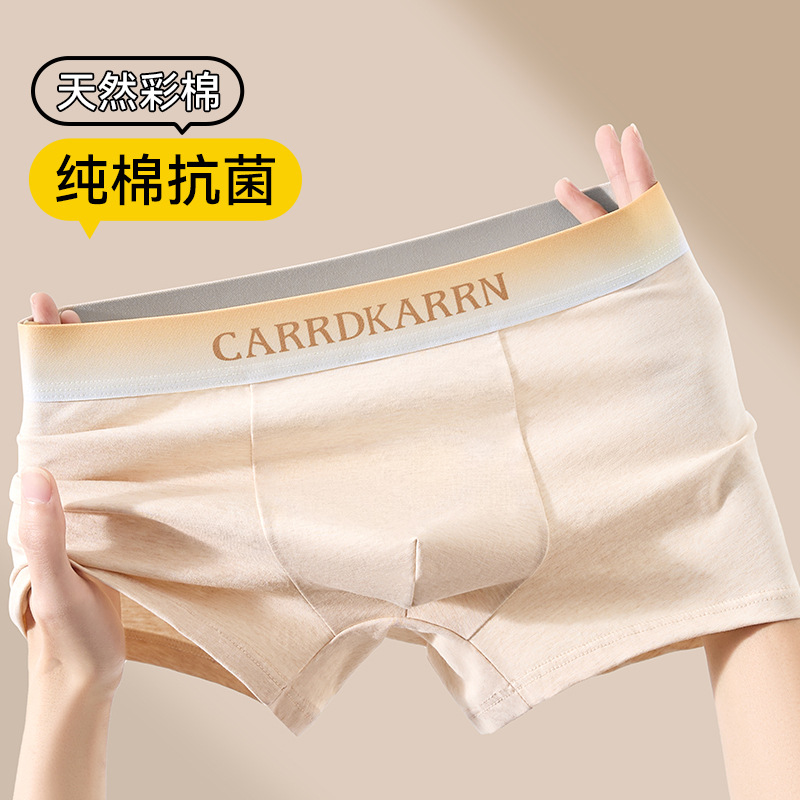 Ropa interior para hombres Pantalones cortos de cuatro esquinas de algodón de color antibacteriano de algodón puro para hombres Pantalones cortos de boxer para adolescentes transpirables verano delgado