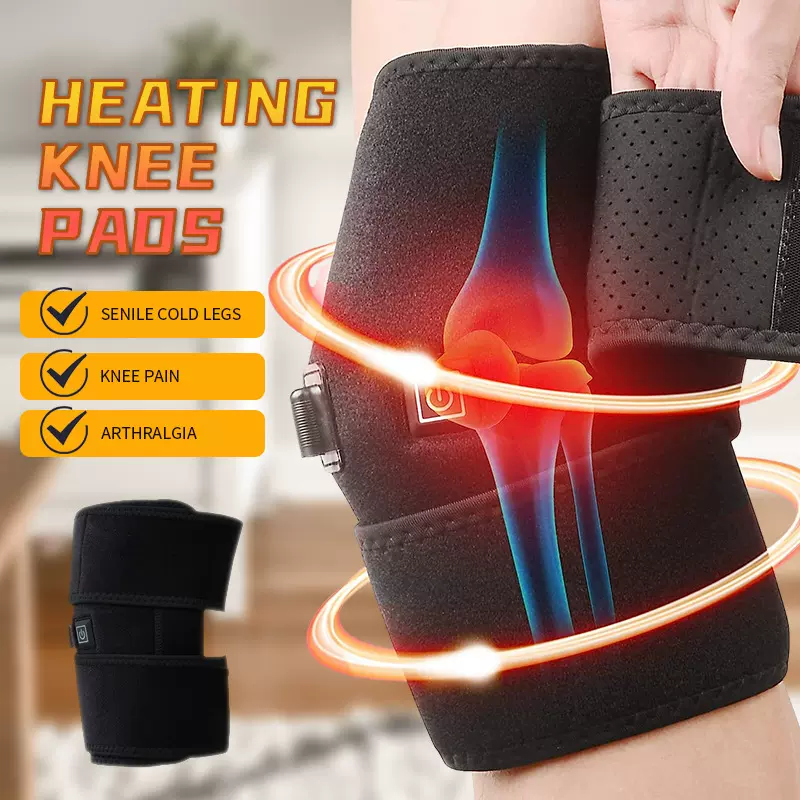 保暖护膝亚马逊插电式艾草加热运动可调节挡位保温魔术贴发热保健
