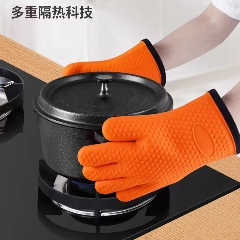 Guantes de silicona resistentes a quemaduras y aislamiento térmico resistentes a altas temperaturas antideslizantes herramientas de horneado de algodón para cocina doméstica horno de microondas