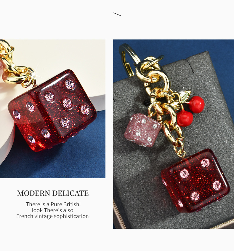 53g Weight Bag Charms Bag Accessories Type 1 Piece Alloy Resin Cherry Fruit Dice Spring Ring Trigger Clasp Closure Bag Charms