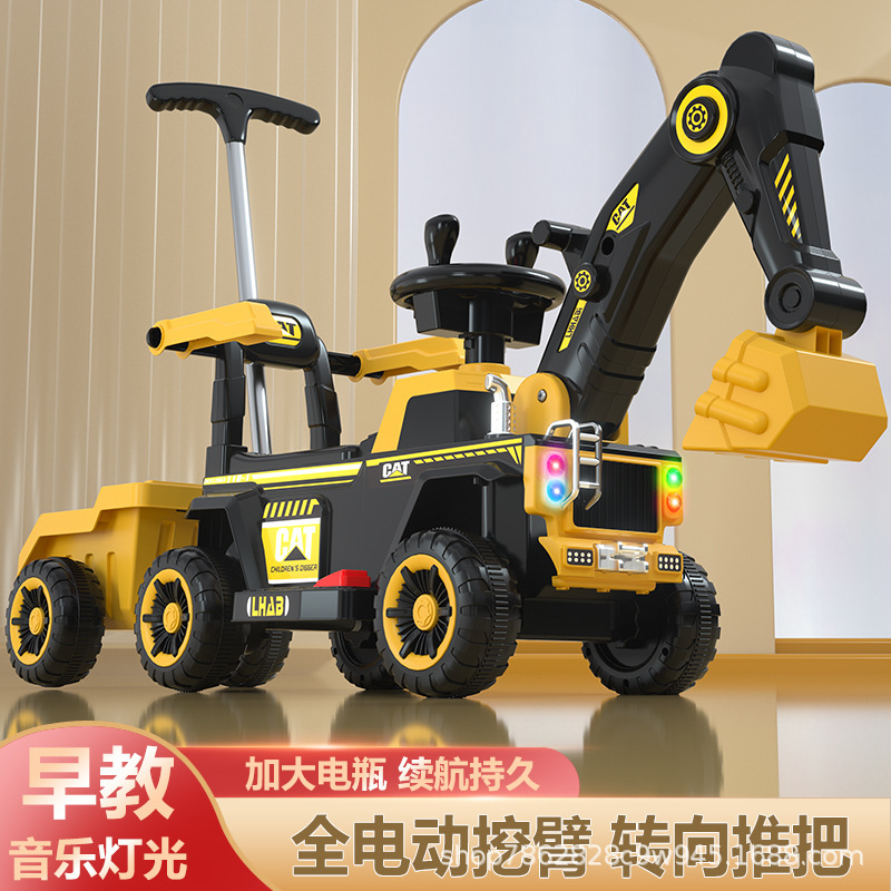 Children's Electric Excavator Boy's Remote Control Toy Car Large Rideable Baby Excavator Engineering Vehicle Rideable