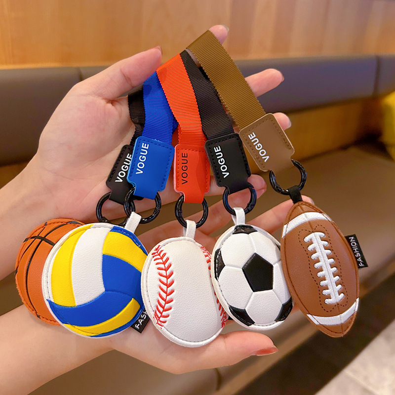 New Keychain Baseball Football Basketball Volleyball Leather European and American Women's Bag Small Pendant Small Goods Wholesale